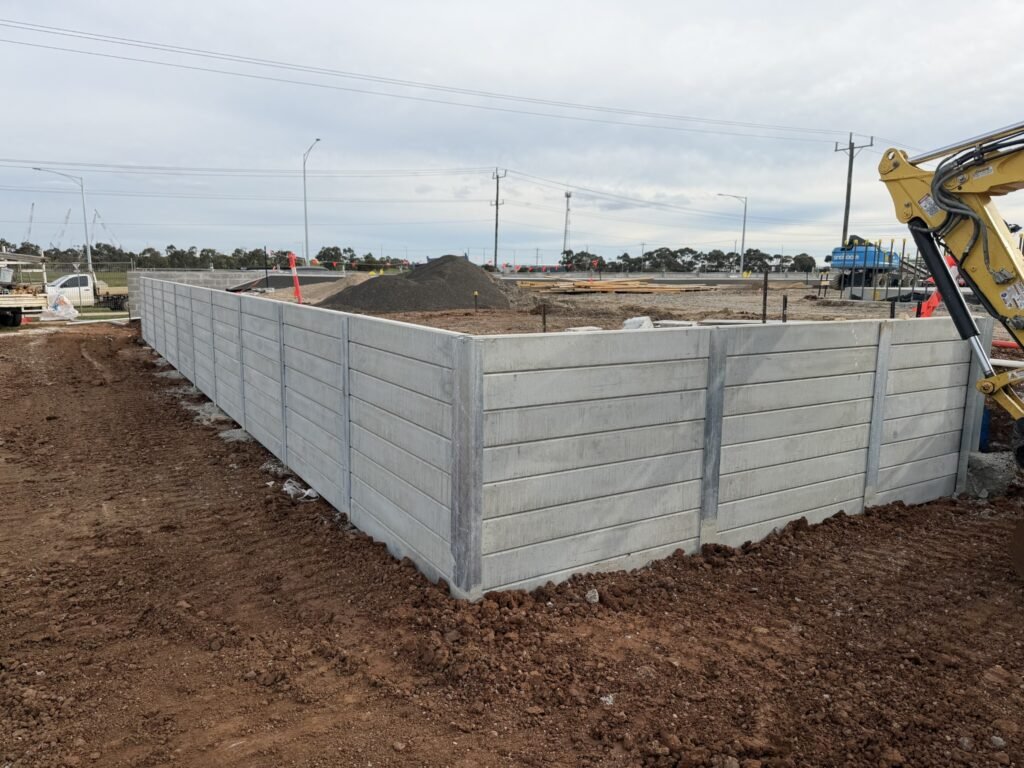 National Storage Facility Melton retaining wall installation progress – view 2