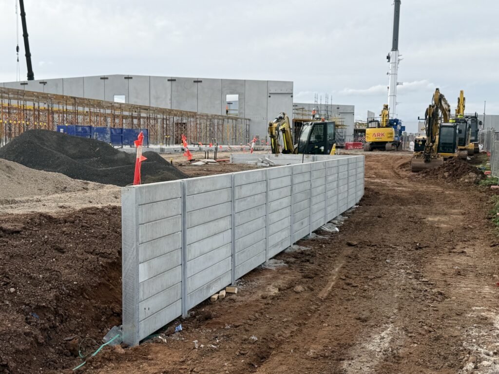 Concrete sleeper wall installation at National Storage Melton