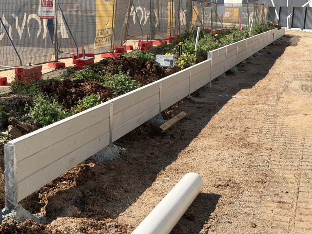 National Storage Facility Melton retaining wall installation progress – view 4