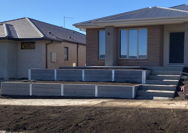 Concrete Sleeper retaining wall with Concrete Steps in Geelong